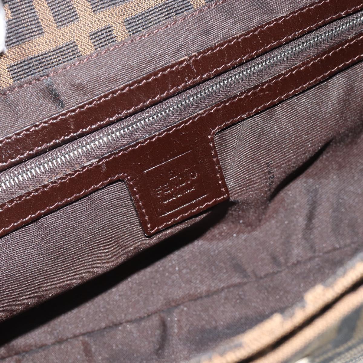 FENDI Zucca Canvas Mamma Baguette Shoulder Bag Black Brown Auth 189068V