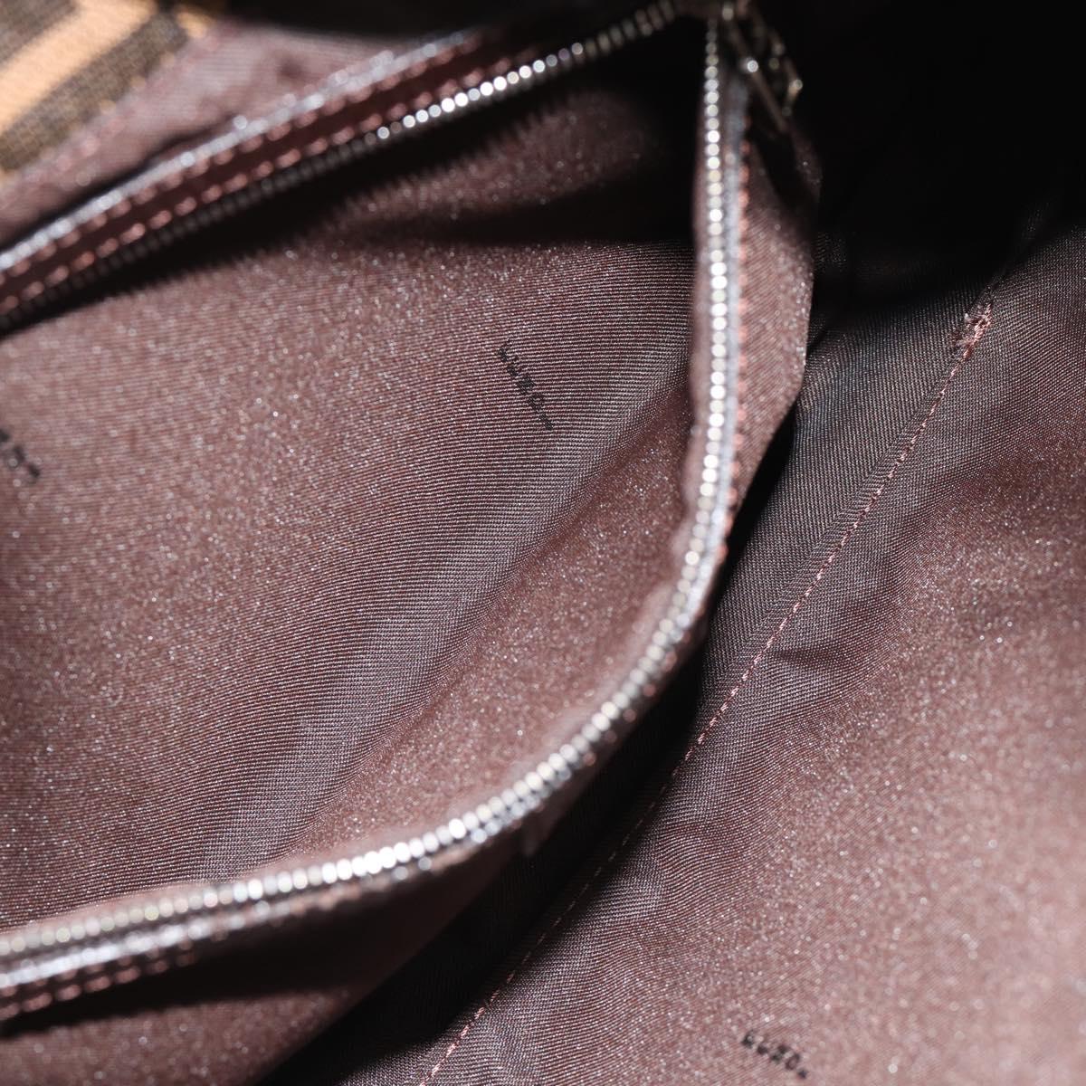 FENDI Zucca Canvas Mamma Baguette Shoulder Bag Black Brown Auth 189068V