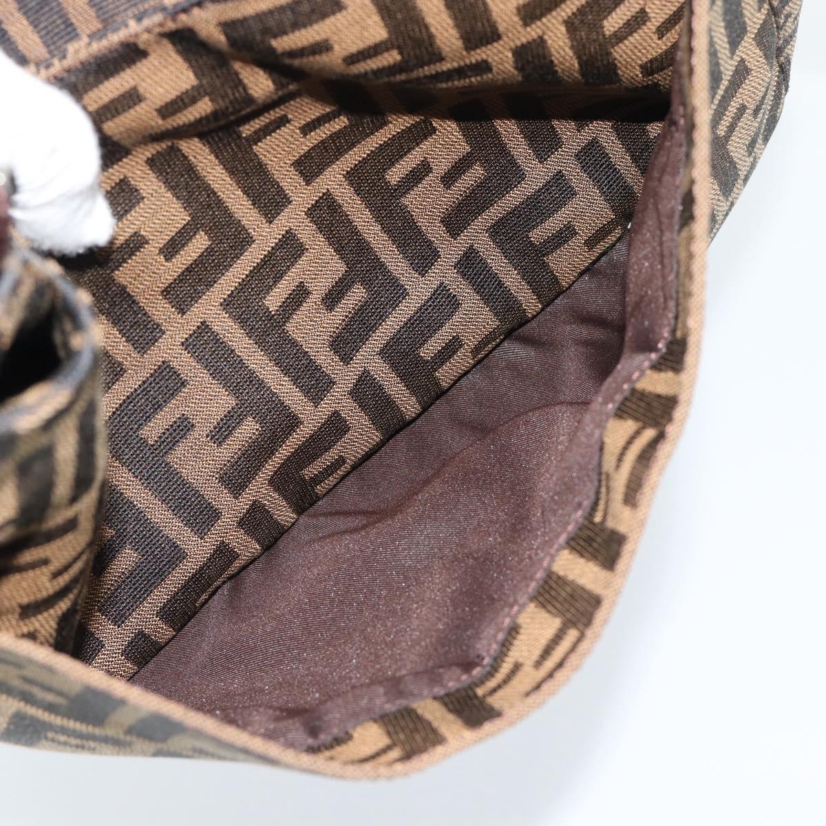 FENDI Zucca Canvas Mamma Baguette Shoulder Bag Black Brown Auth 189068V