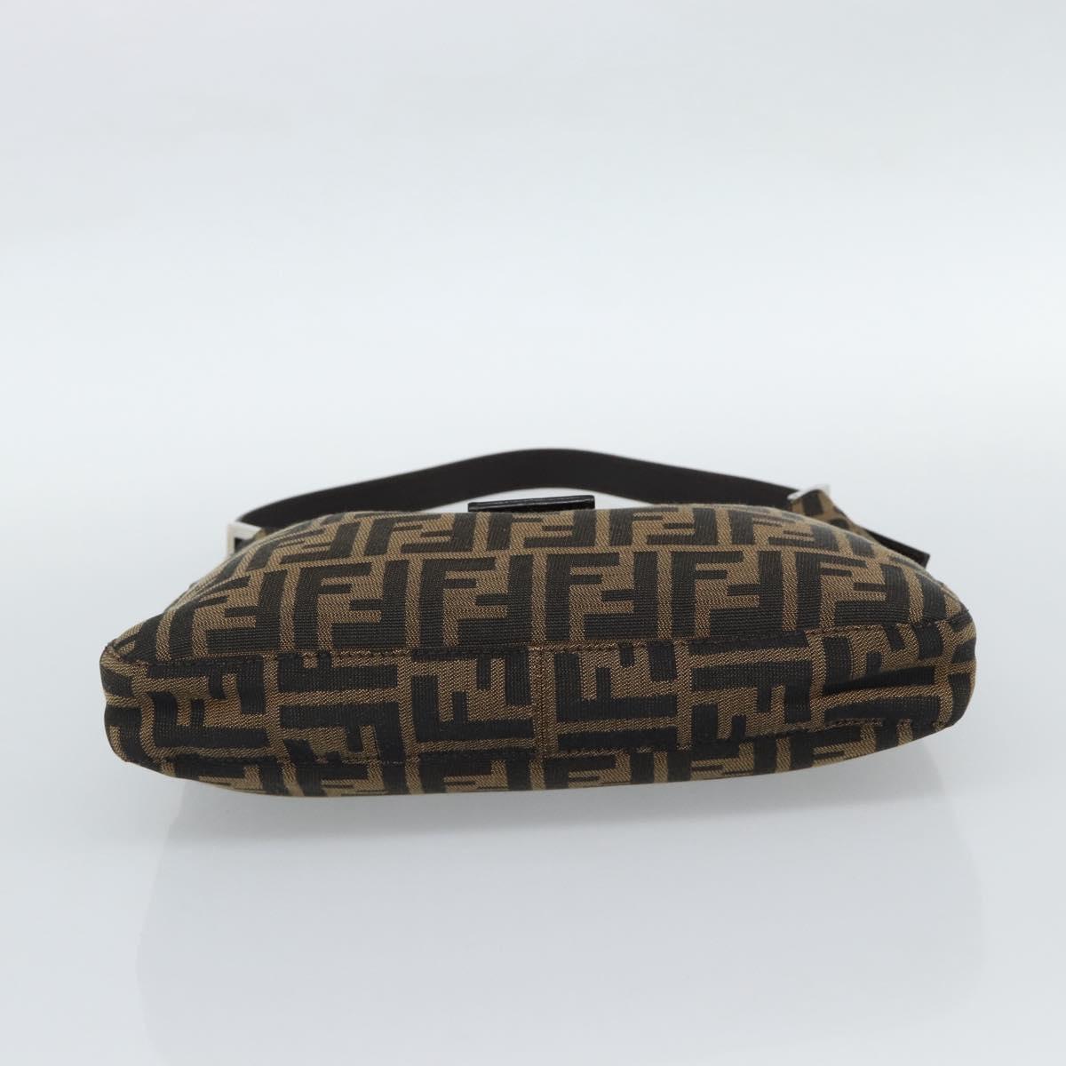 FENDI Zucca Canvas Mamma Baguette Shoulder Bag Black Brown Auth 189068V