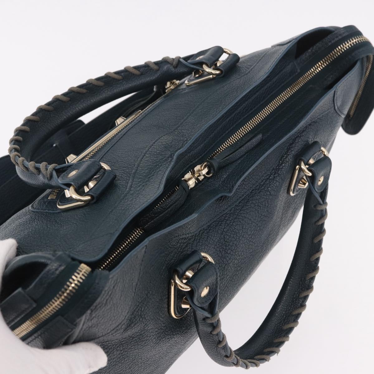 BALENCIAGA Classic Metallic Edge City Leather 2way Green 115748 Auth 189070SM