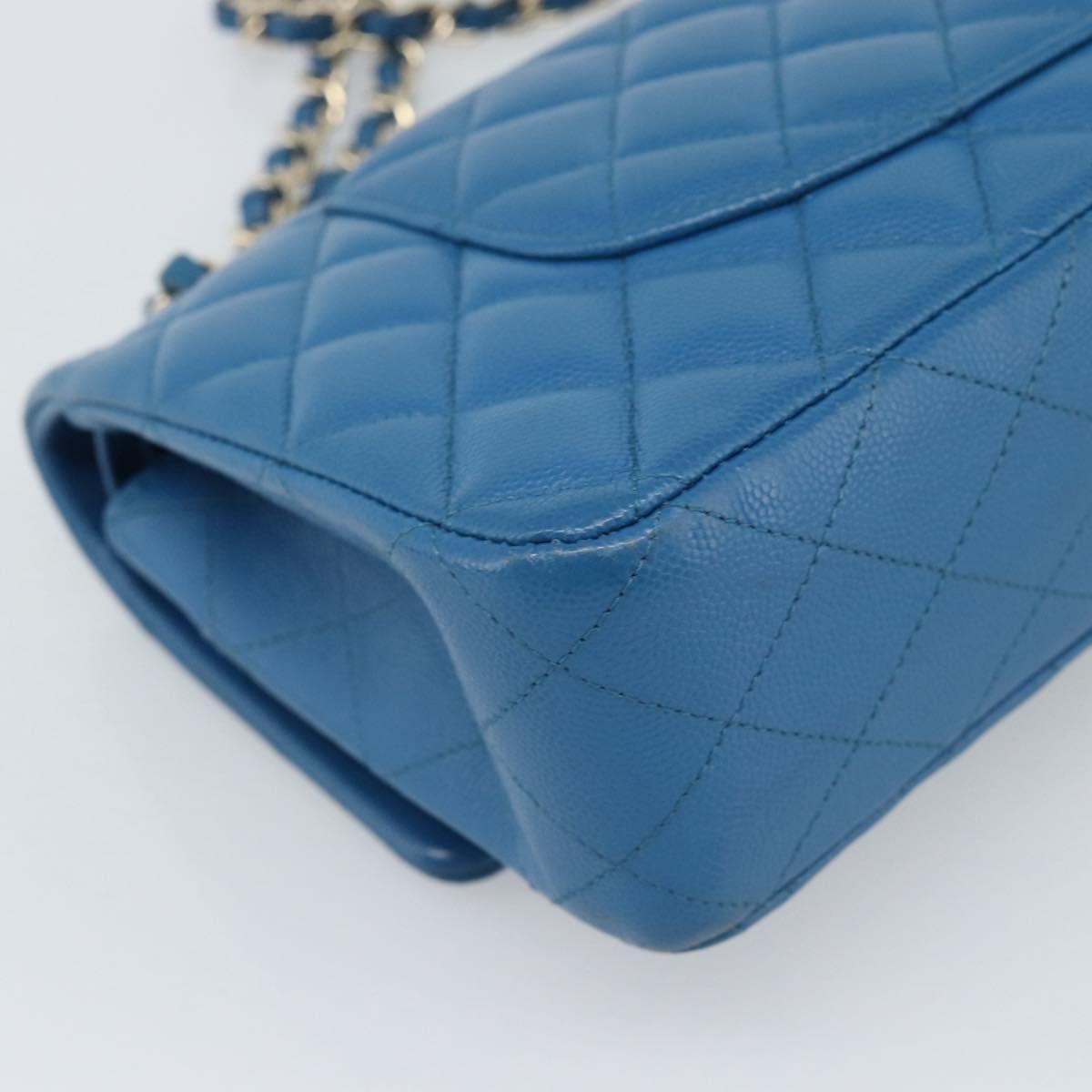 CHANEL Matelasse 25 Chain Shoulder Bag Caviar Skin Blue Gold CC Auth 189073SM
