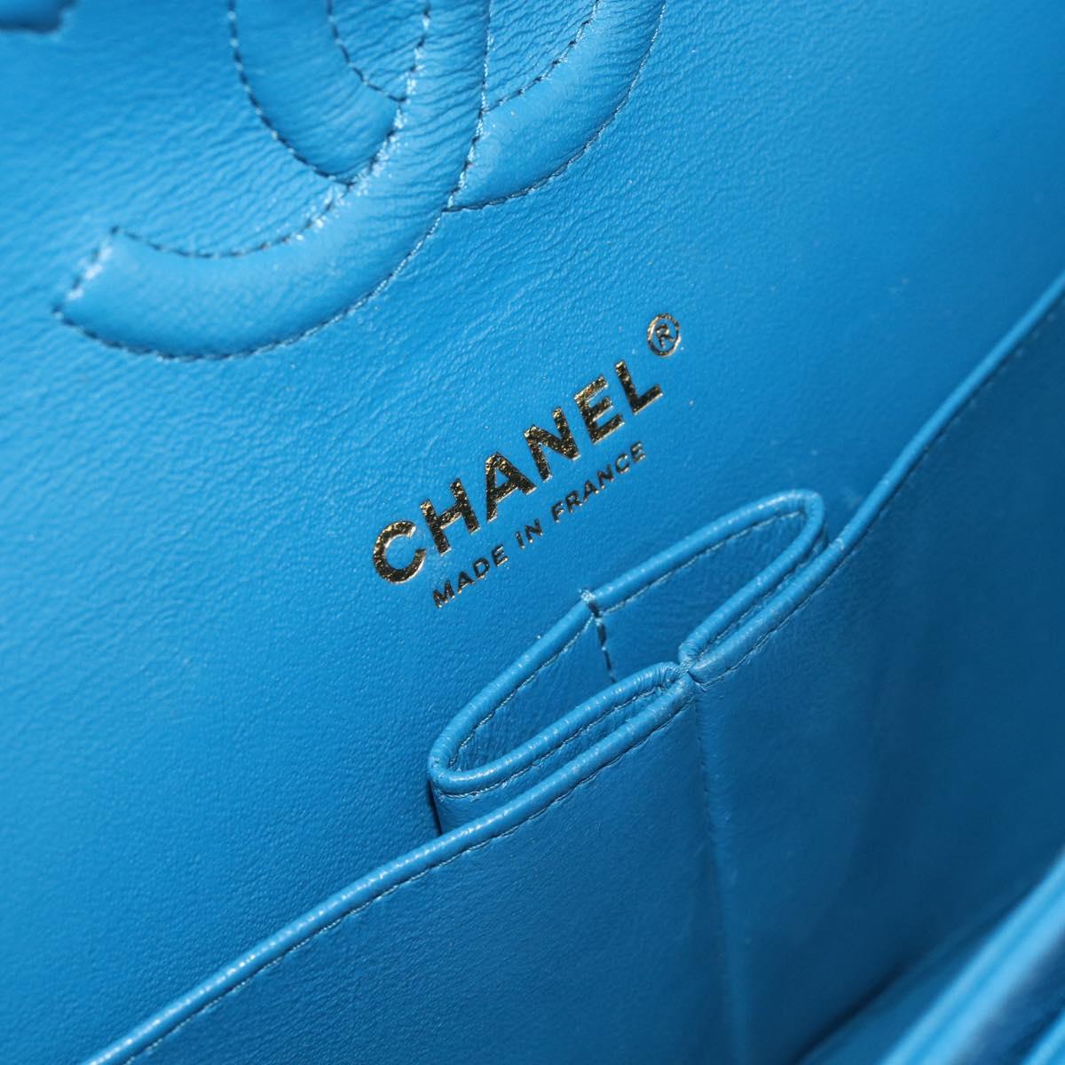 CHANEL Matelasse 25 Chain Shoulder Bag Caviar Skin Blue Gold CC Auth 189073SM