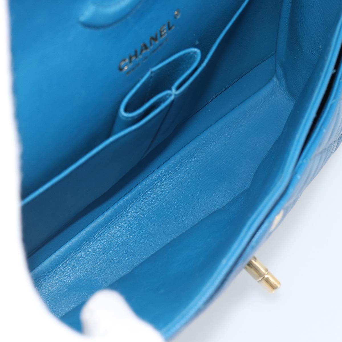 CHANEL Matelasse 25 Chain Shoulder Bag Caviar Skin Blue Gold CC Auth 189073SM