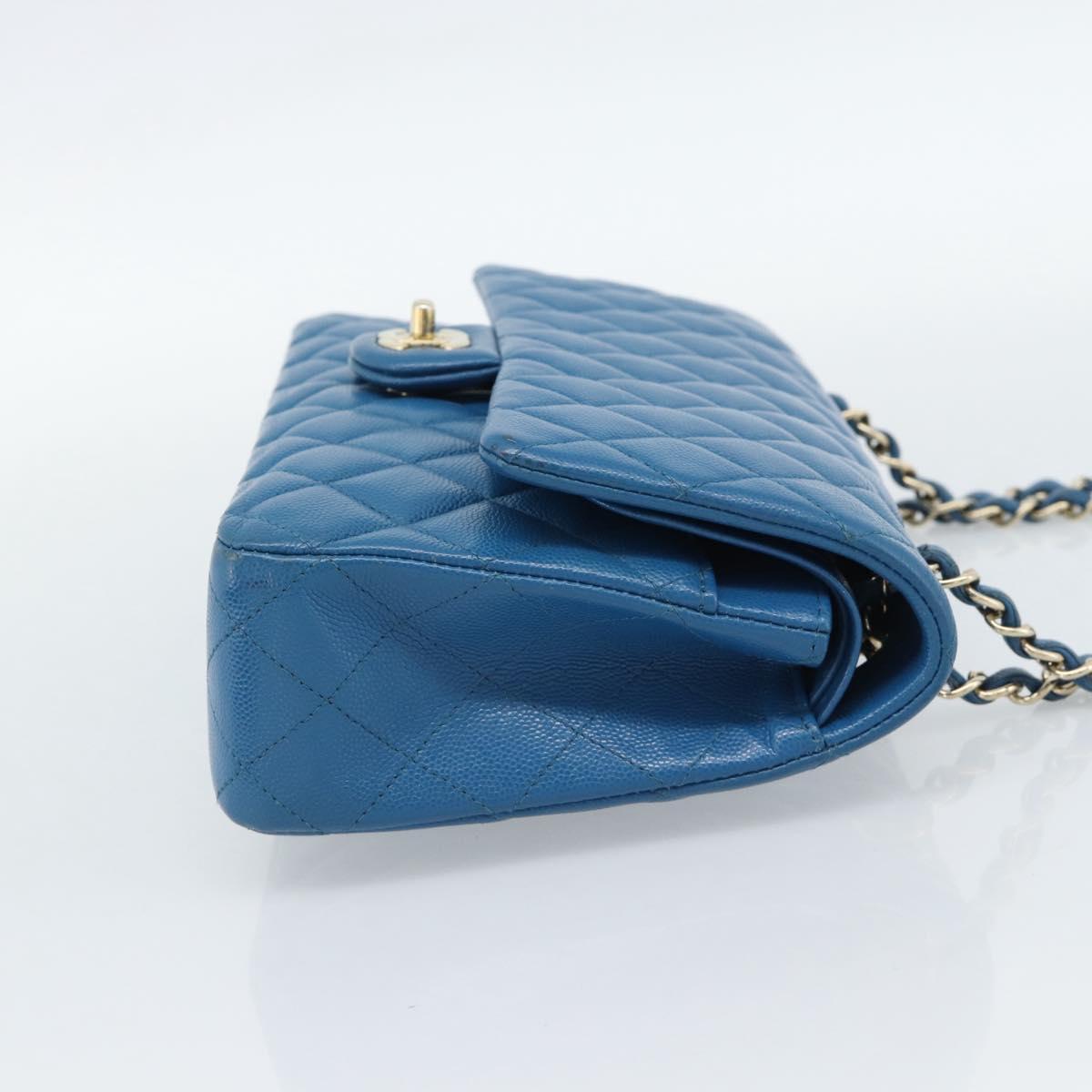 CHANEL Matelasse 25 Chain Shoulder Bag Caviar Skin Blue Gold CC Auth 189073SM