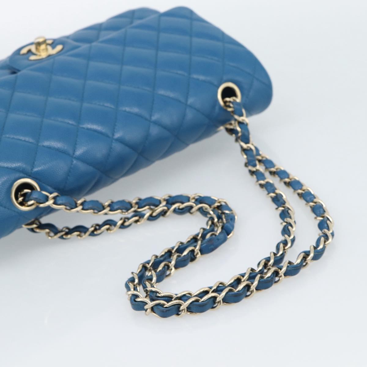CHANEL Matelasse 25 Chain Shoulder Bag Caviar Skin Blue Gold CC Auth 189073SM
