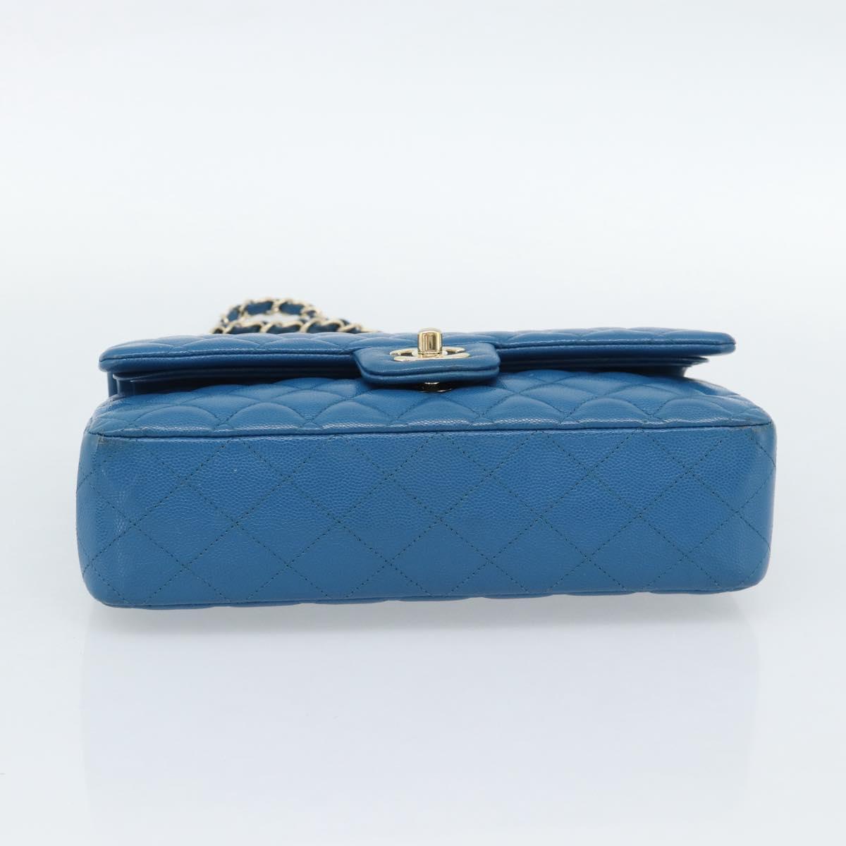 CHANEL Matelasse 25 Chain Shoulder Bag Caviar Skin Blue Gold CC Auth 189073SM