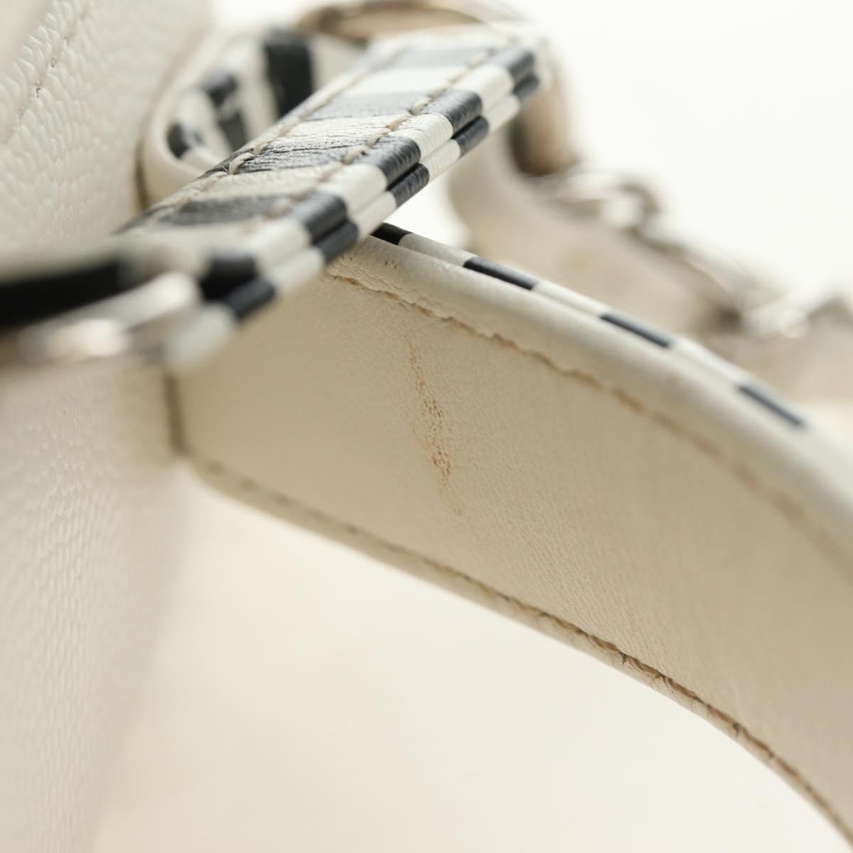 CHANEL CC Figley Matelasse Chain Bag Caviar Skin White Silver CC Auth 189075SM