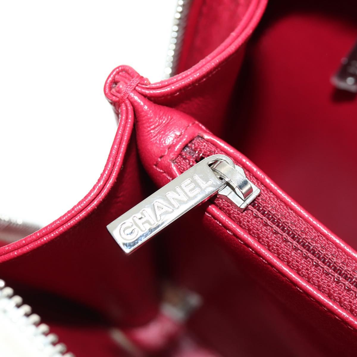 CHANEL CC Figley Matelasse Chain Bag Caviar Skin White Silver CC Auth 189075SM