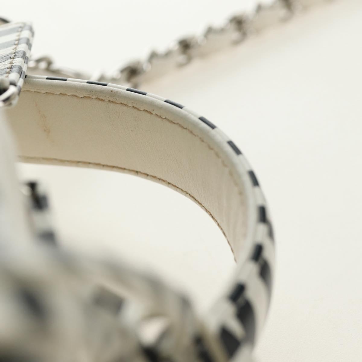 CHANEL CC Figley Matelasse Chain Bag Caviar Skin White Silver CC Auth 189075SM