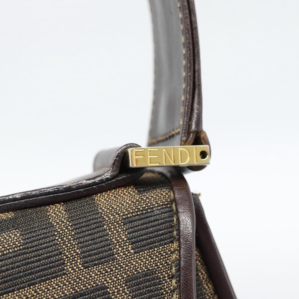 FENDI Zucca Canvas Shoulder Bag Black Brown Auth 189091SV
