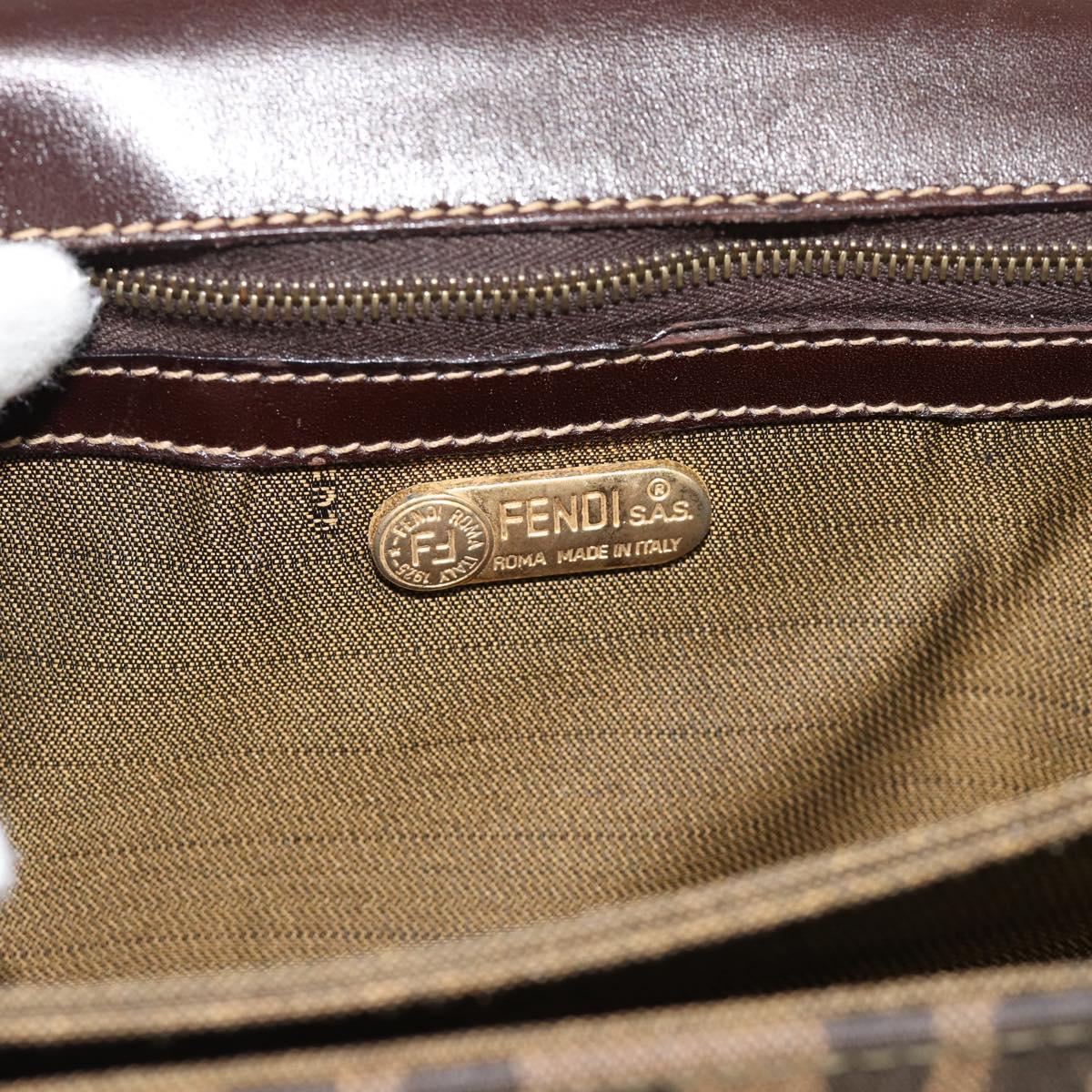 FENDI Zucca Canvas Shoulder Bag Black Brown Auth 189091SV