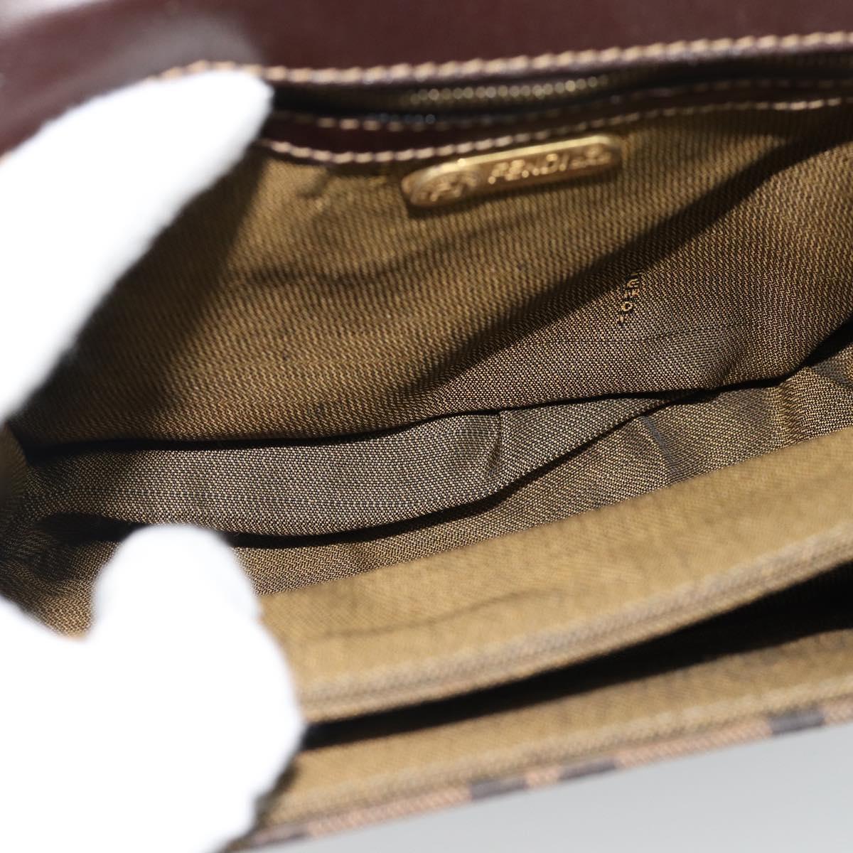 FENDI Zucca Canvas Shoulder Bag Black Brown Auth 189091SV