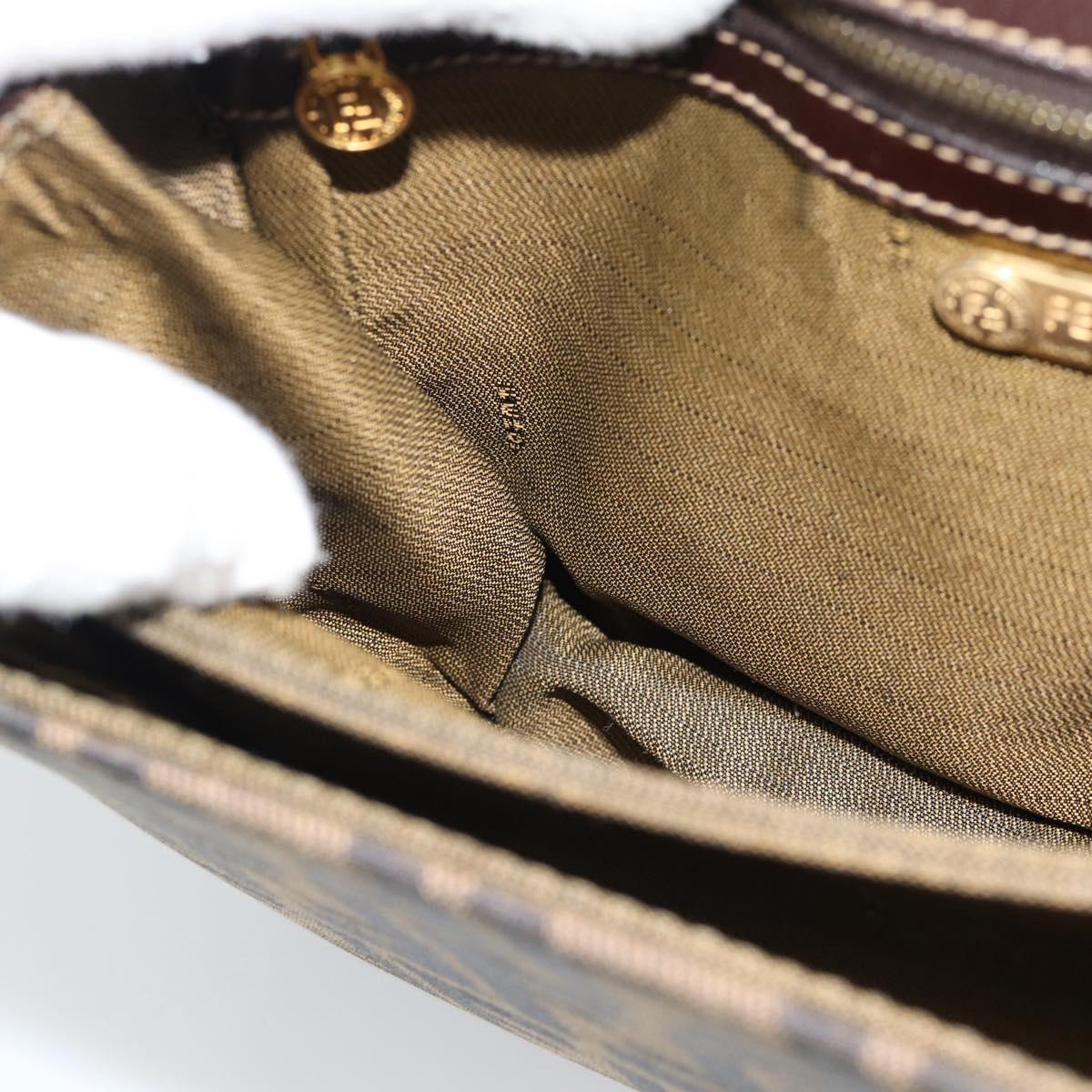 FENDI Zucca Canvas Shoulder Bag Black Brown Auth 189091SV