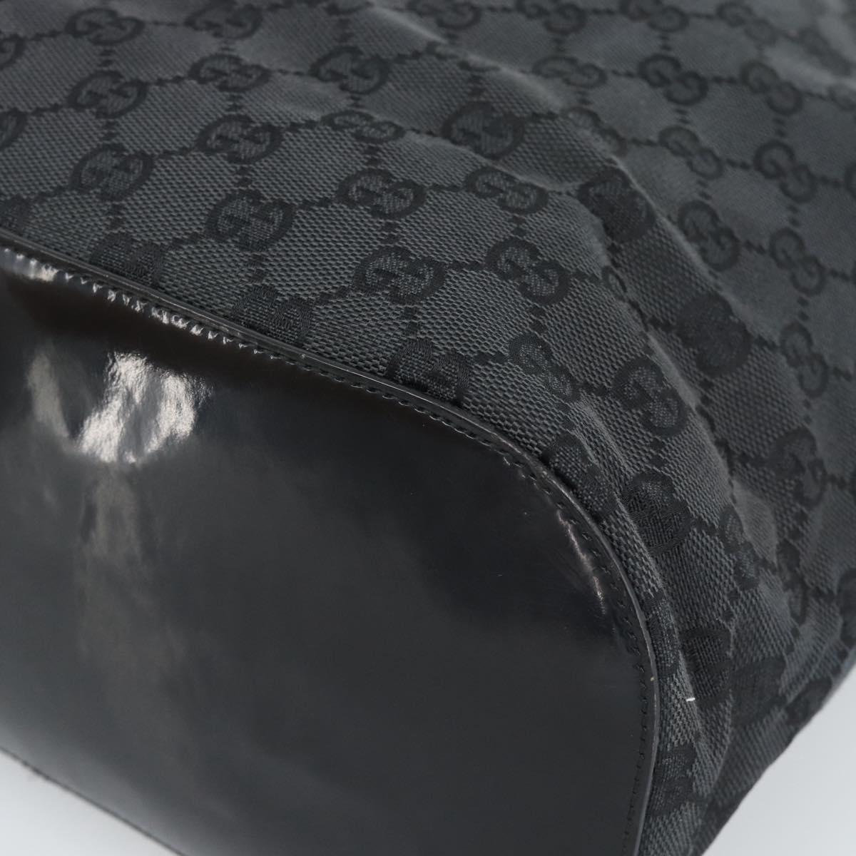 GUCCI GG Canvas Shoulder Bag Black Silver 001 3738 Auth 189092A