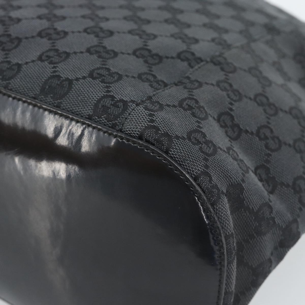 GUCCI GG Canvas Shoulder Bag Black Silver 001 3738 Auth 189092A