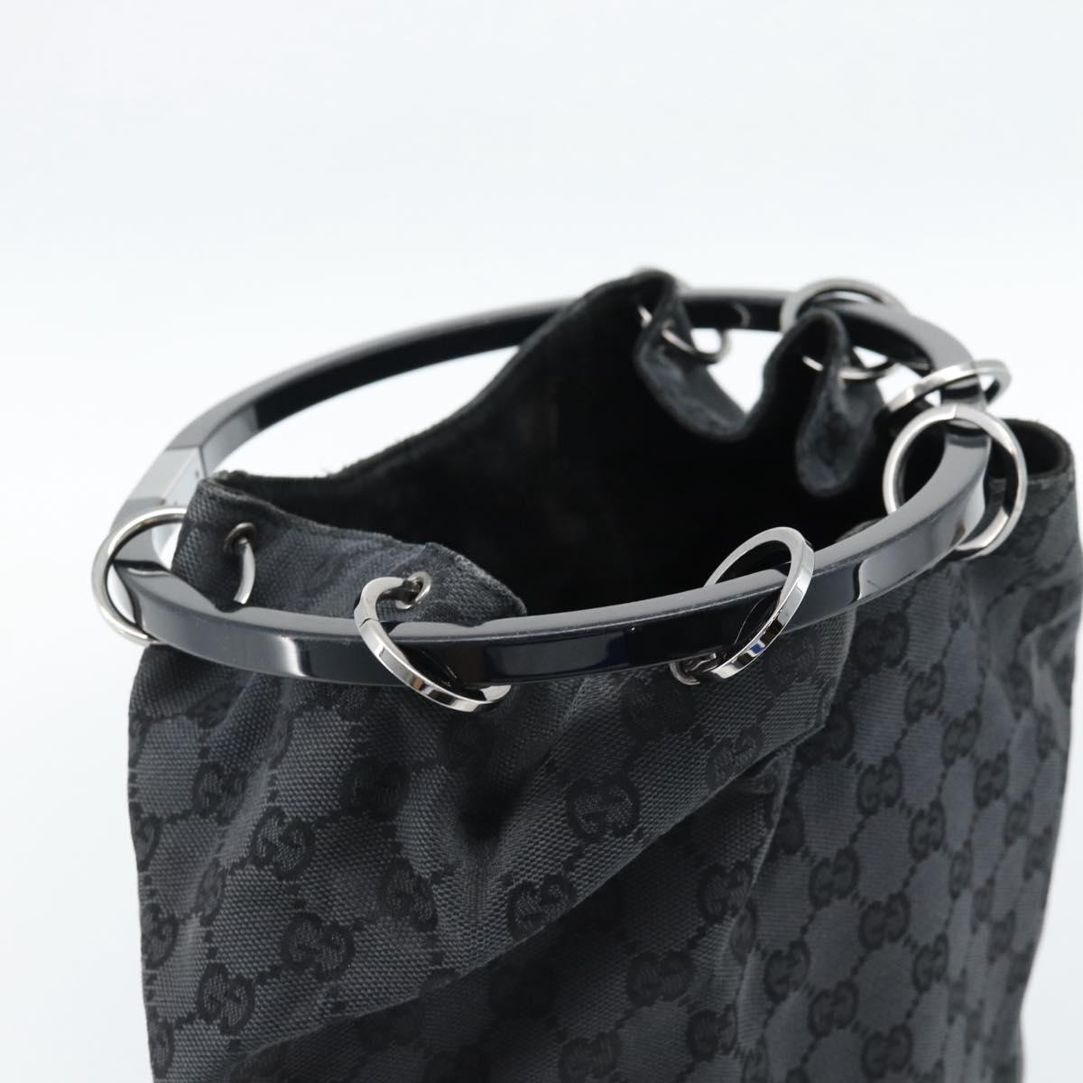 GUCCI GG Canvas Shoulder Bag Black Silver 001 3738 Auth 189092A