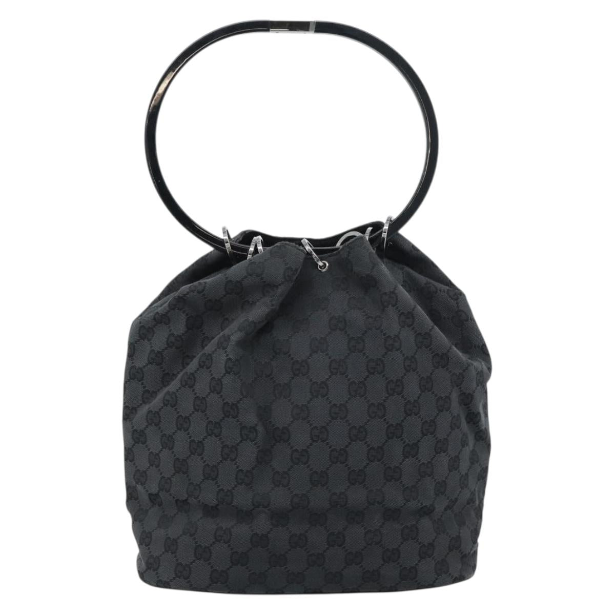 GUCCI GG Canvas Shoulder Bag Black Silver 001 3738 Auth 189092A