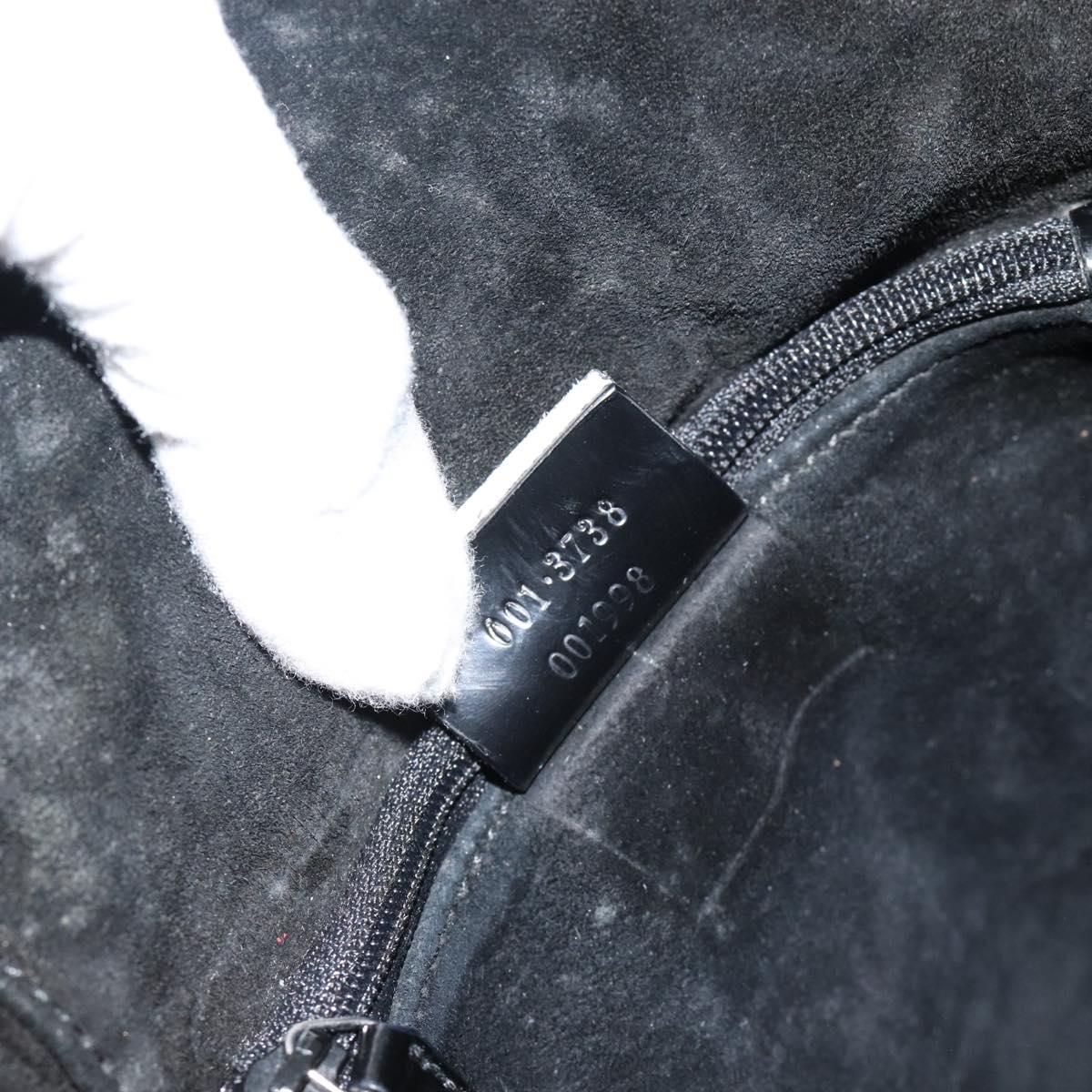GUCCI GG Canvas Shoulder Bag Black Silver 001 3738 Auth 189092A