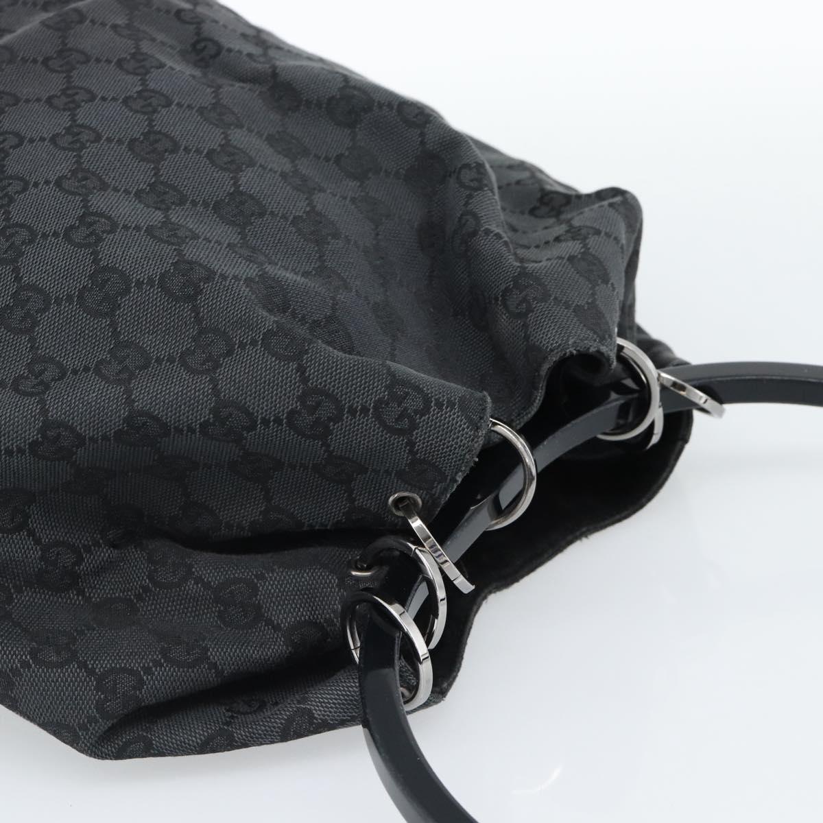 GUCCI GG Canvas Shoulder Bag Black Silver 001 3738 Auth 189092A