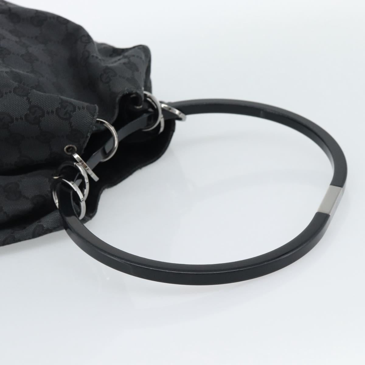 GUCCI GG Canvas Shoulder Bag Black Silver 001 3738 Auth 189092A