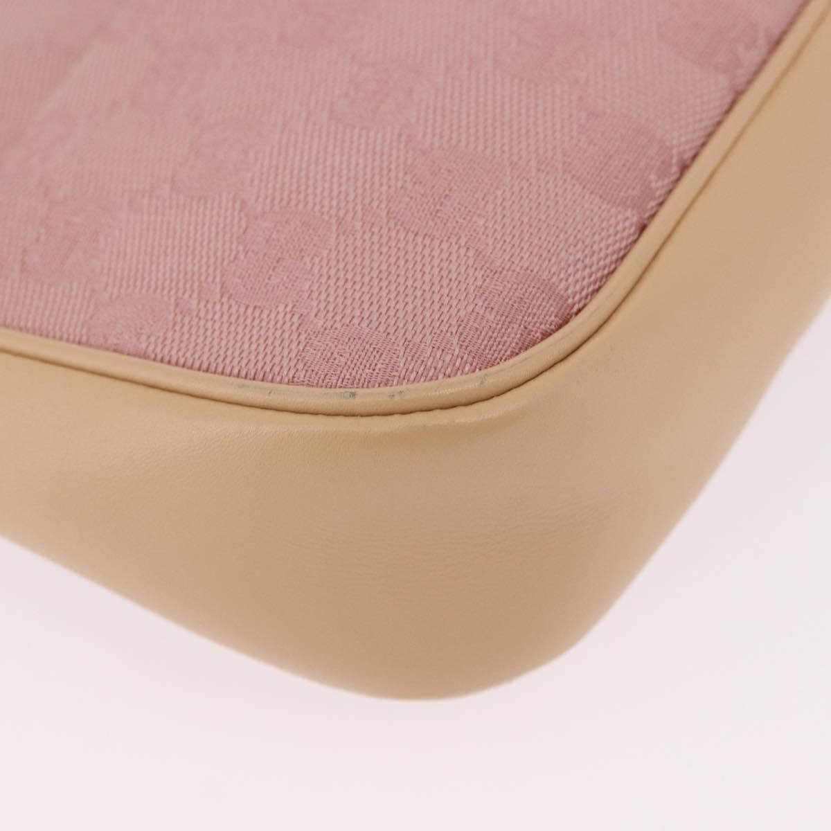 GUCCI Bamboo GG Canvas Shoulder Bag Pink Gold 001 3870 Auth 189093V
