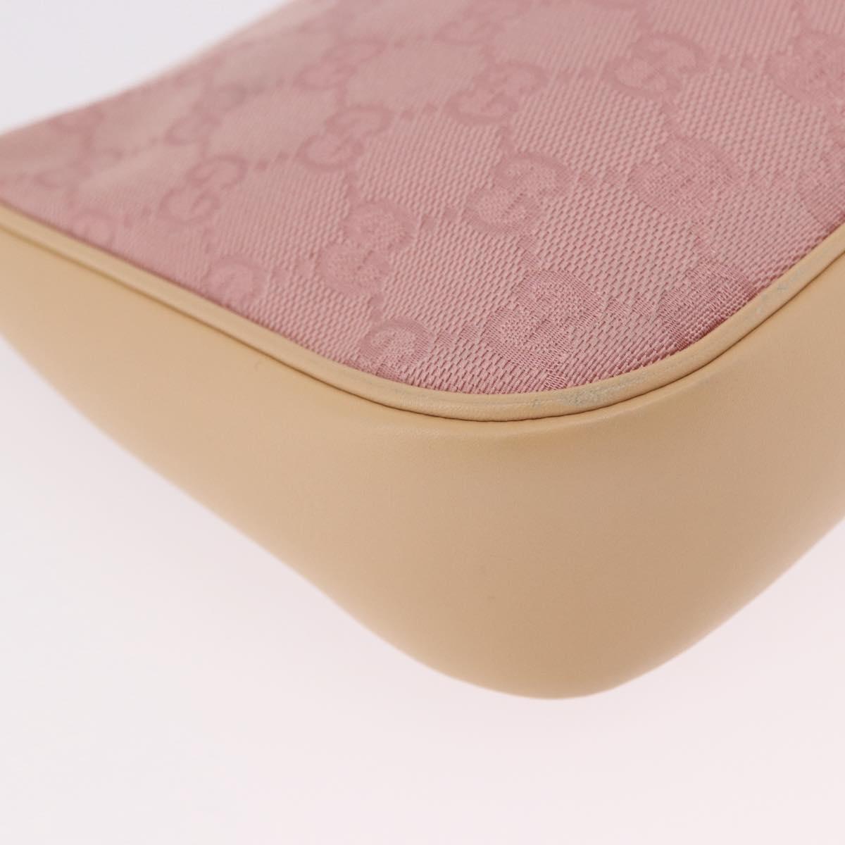 GUCCI Bamboo GG Canvas Shoulder Bag Pink Gold 001 3870 Auth 189093V
