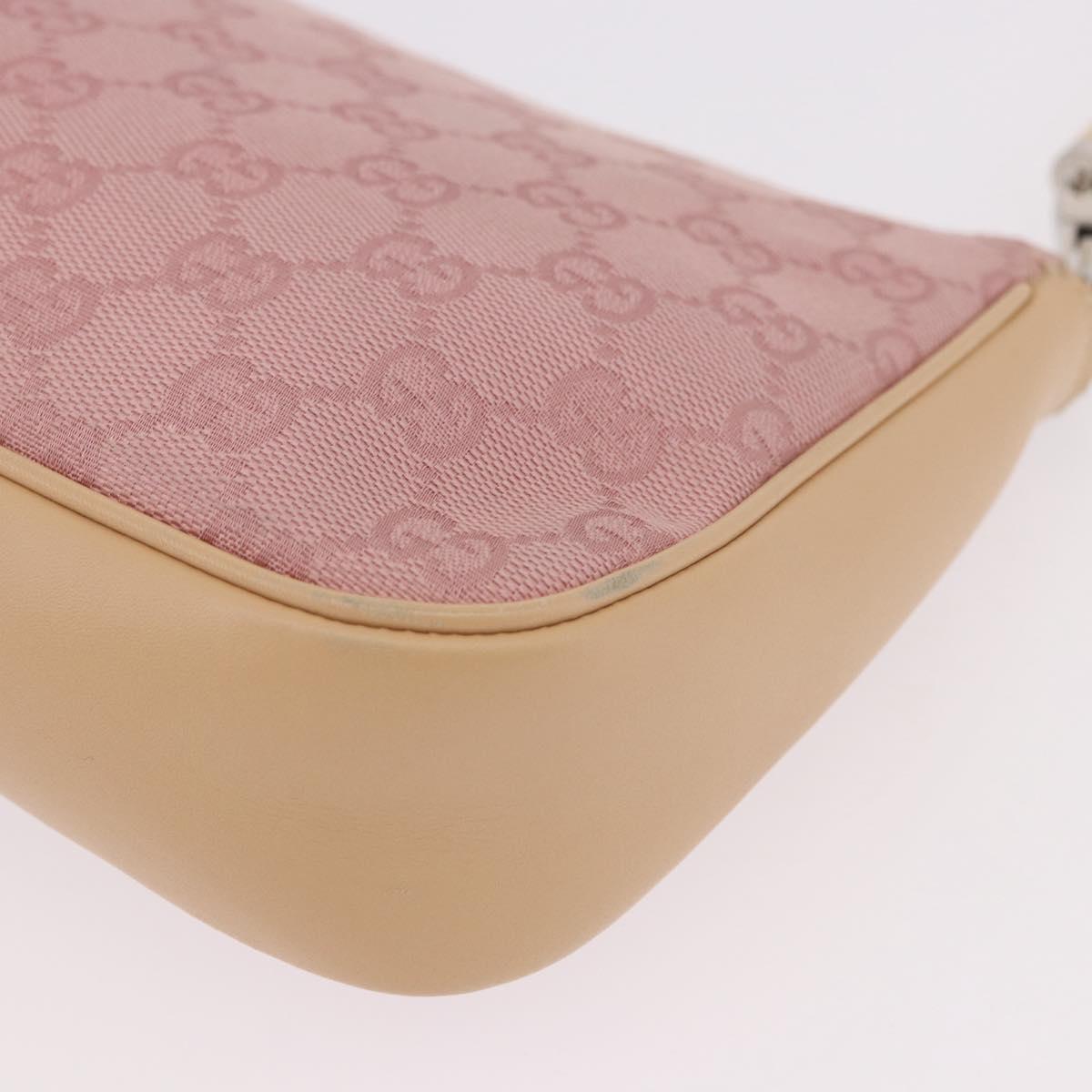 GUCCI Bamboo GG Canvas Shoulder Bag Pink Gold 001 3870 Auth 189093V