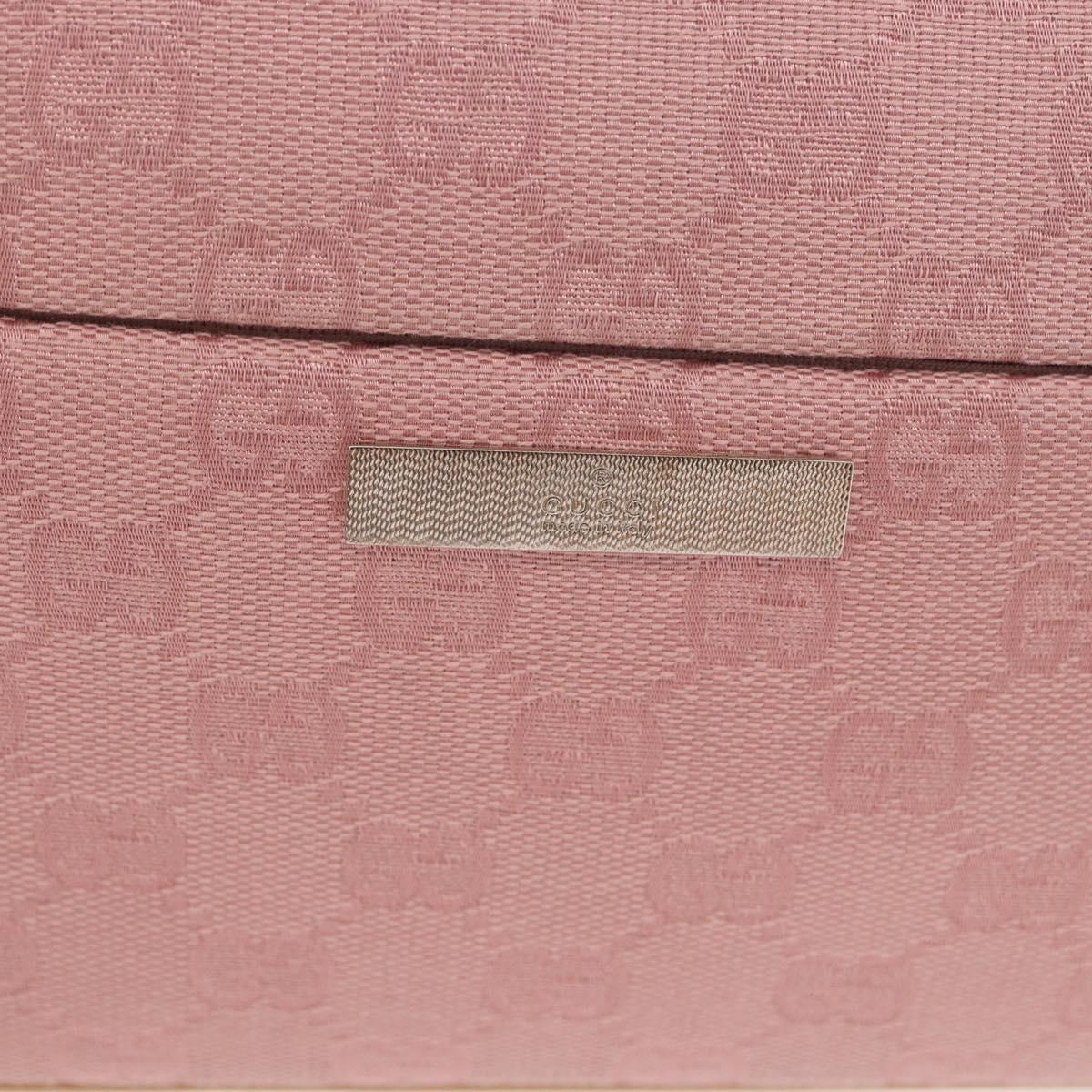 GUCCI Bamboo GG Canvas Shoulder Bag Pink Gold 001 3870 Auth 189093V