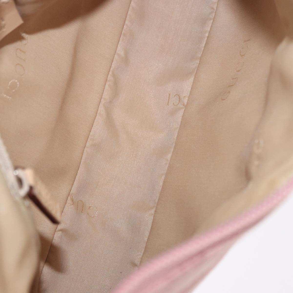 GUCCI Bamboo GG Canvas Shoulder Bag Pink Gold 001 3870 Auth 189093V