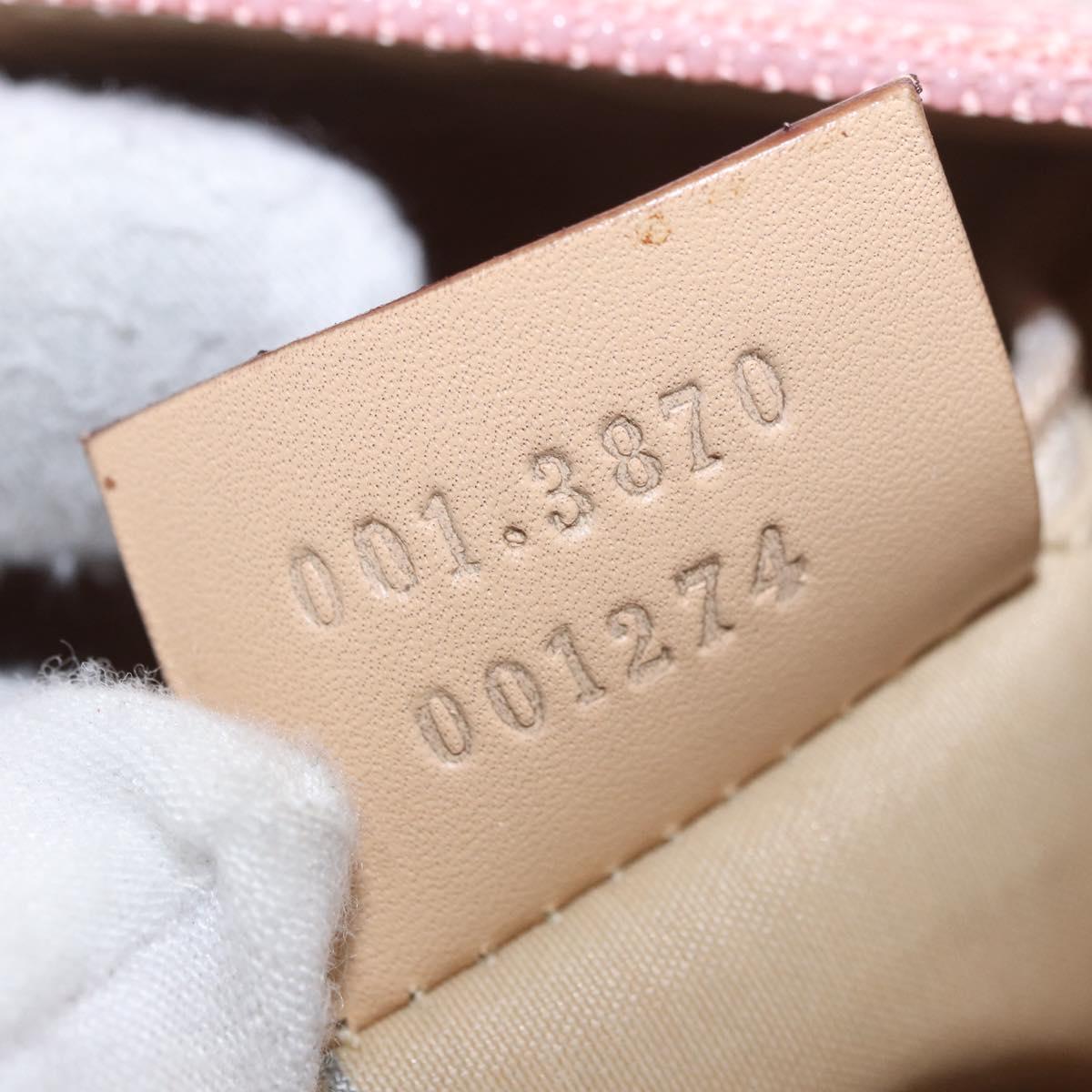 GUCCI Bamboo GG Canvas Shoulder Bag Pink Gold 001 3870 Auth 189093V