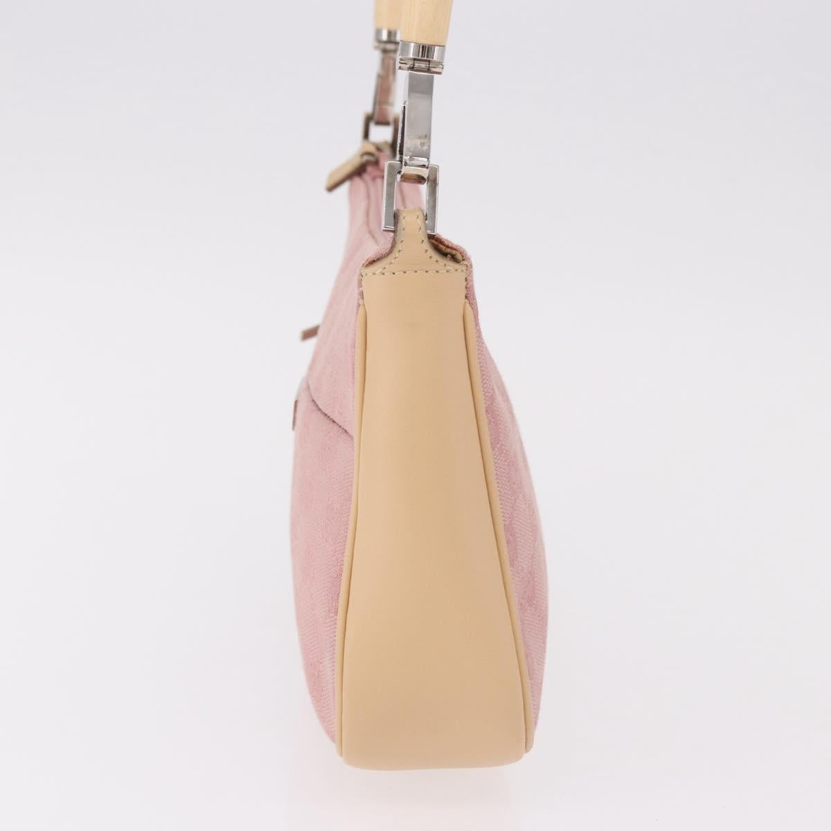 GUCCI Bamboo GG Canvas Shoulder Bag Pink Gold 001 3870 Auth 189093V