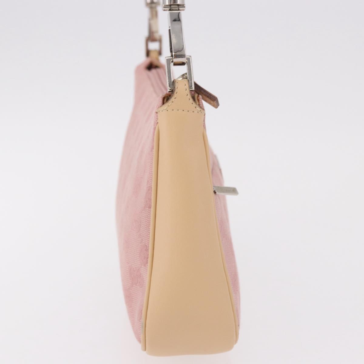 GUCCI Bamboo GG Canvas Shoulder Bag Pink Gold 001 3870 Auth 189093V