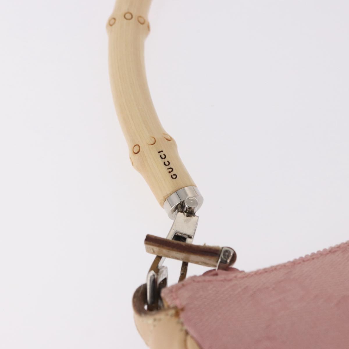 GUCCI Bamboo GG Canvas Shoulder Bag Pink Gold 001 3870 Auth 189093V