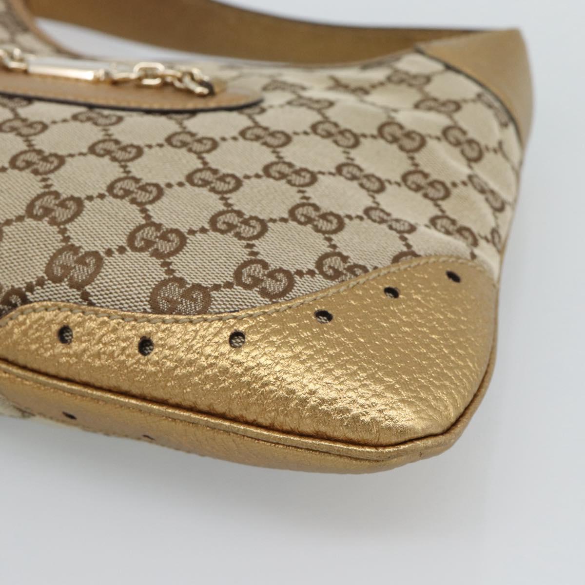 GUCCI GG Canvas Hand Bag Beige Gold 145778 Auth 189094V