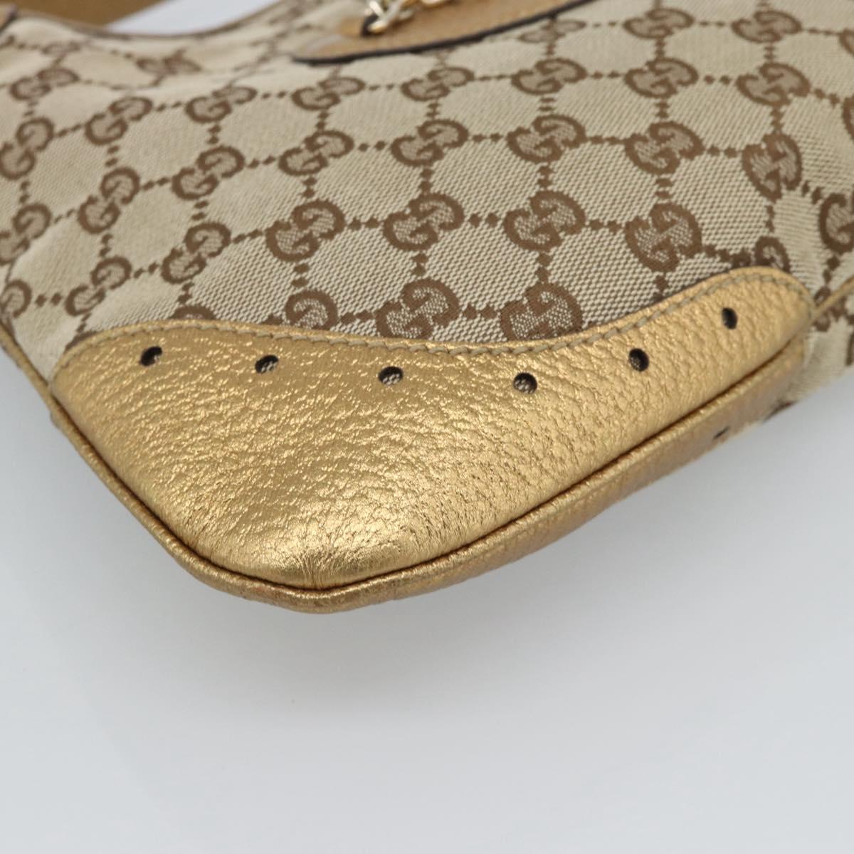 GUCCI GG Canvas Hand Bag Beige Gold 145778 Auth 189094V