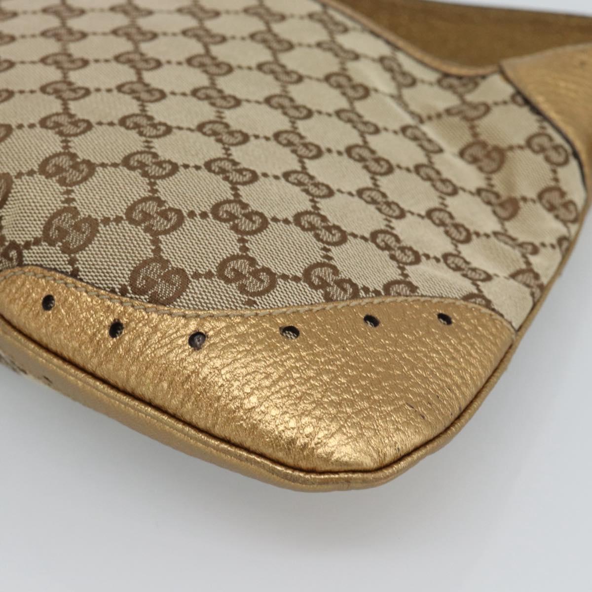GUCCI GG Canvas Hand Bag Beige Gold 145778 Auth 189094V