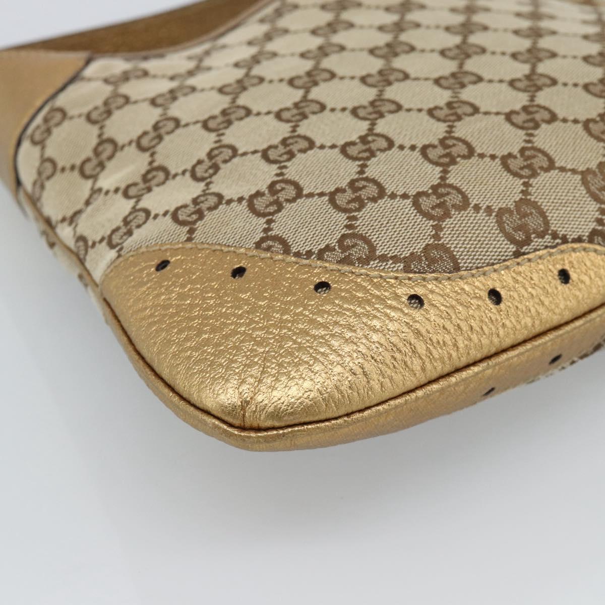GUCCI GG Canvas Hand Bag Beige Gold 145778 Auth 189094V