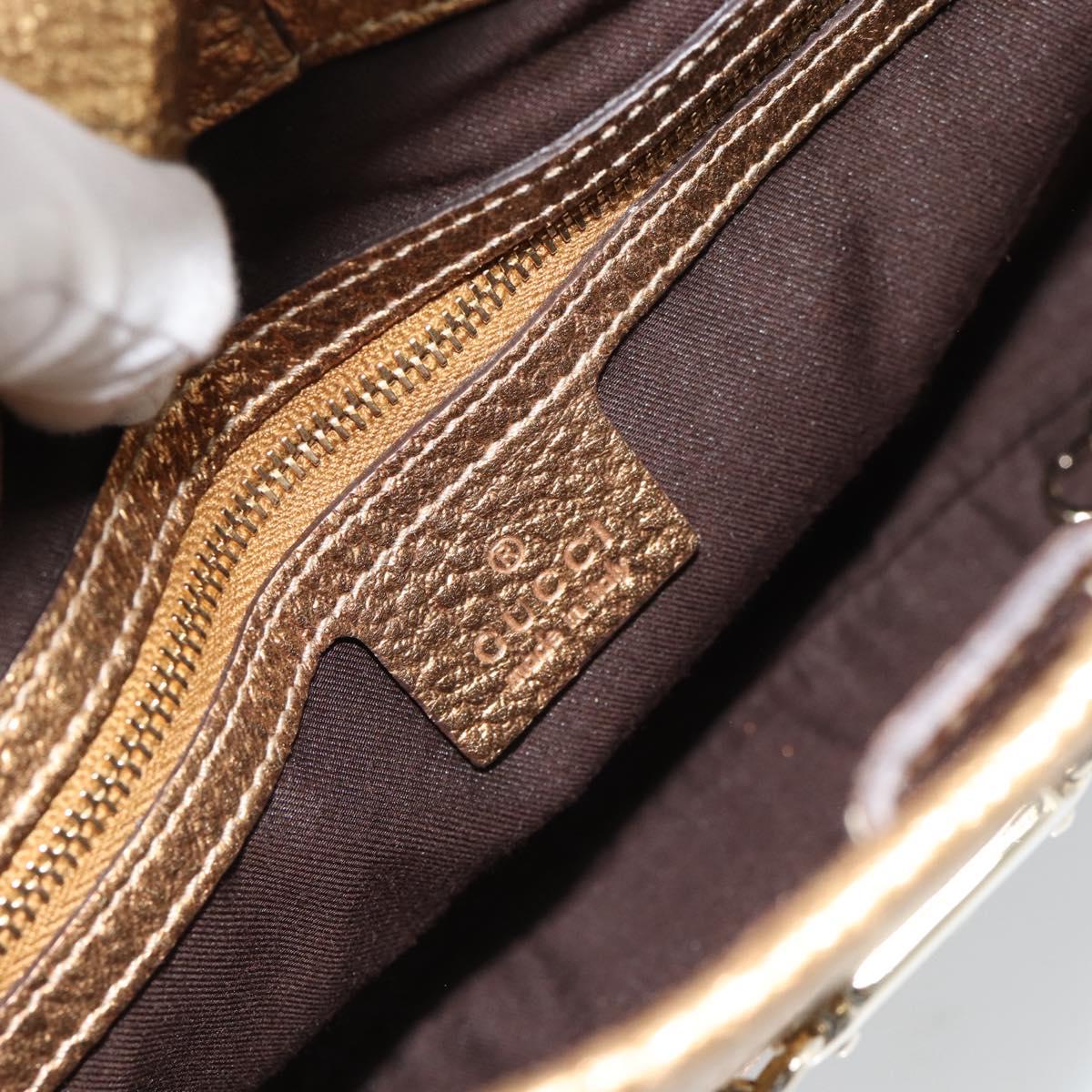 GUCCI GG Canvas Hand Bag Beige Gold 145778 Auth 189094V
