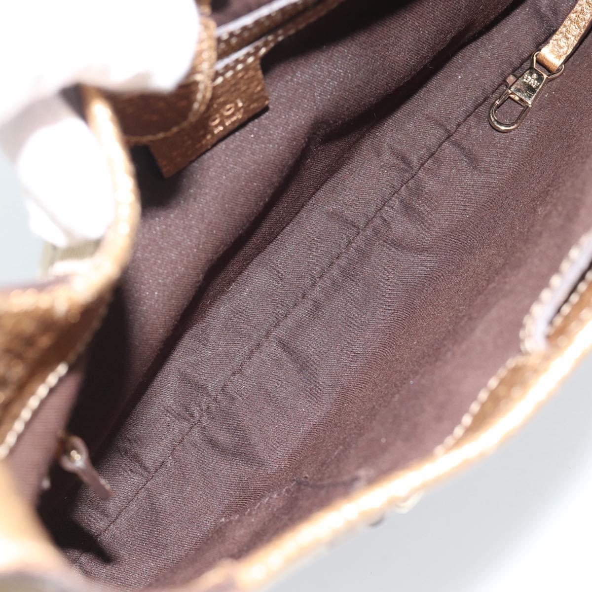 GUCCI GG Canvas Hand Bag Beige Gold 145778 Auth 189094V