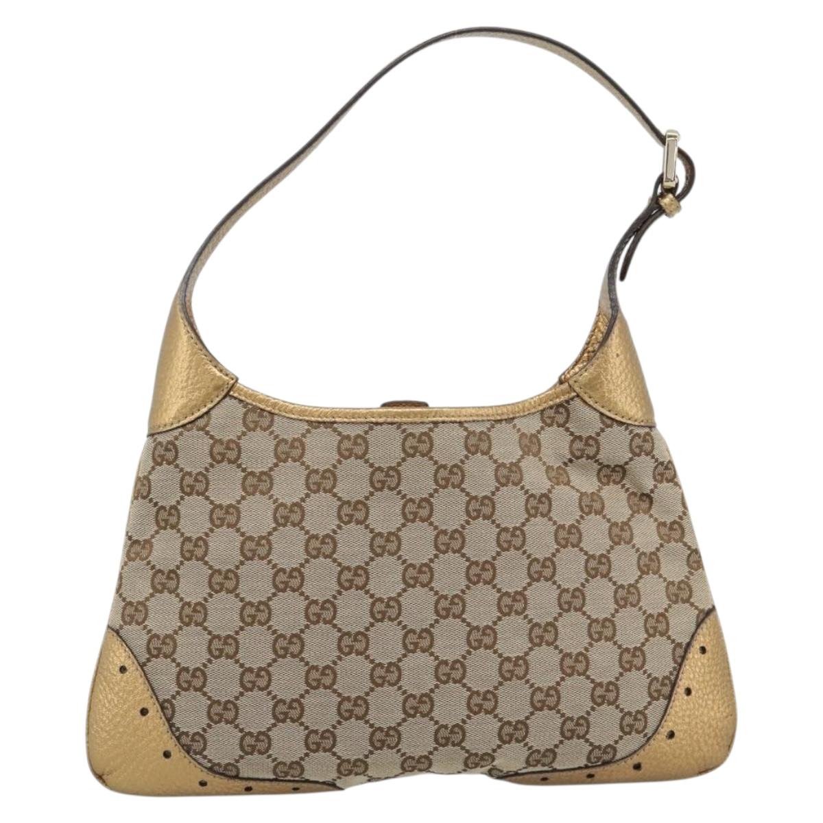 GUCCI GG Canvas Hand Bag Beige Gold 145778 Auth 189094V