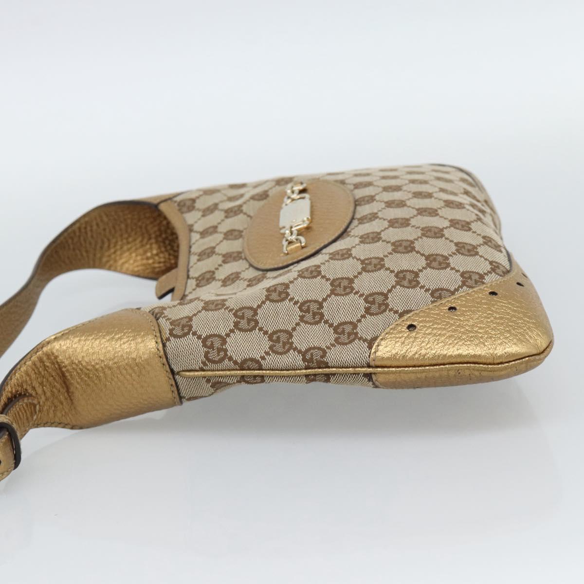 GUCCI GG Canvas Hand Bag Beige Gold 145778 Auth 189094V