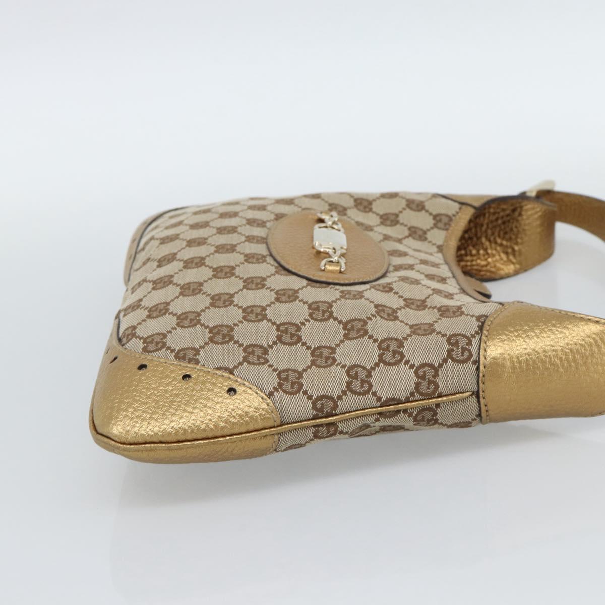 GUCCI GG Canvas Hand Bag Beige Gold 145778 Auth 189094V