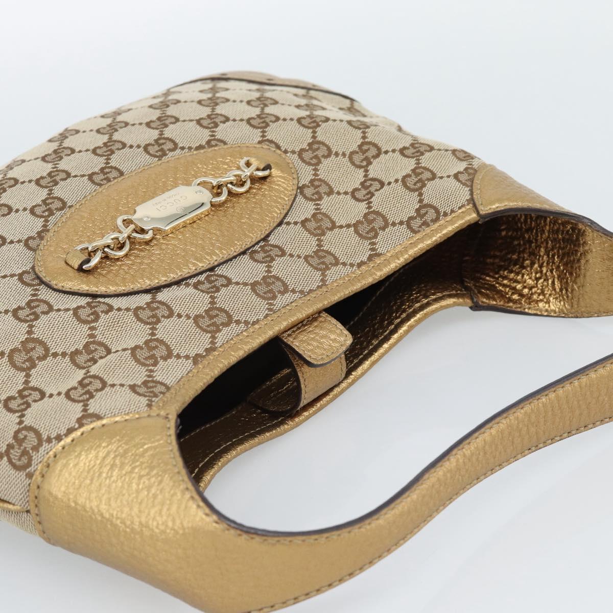 GUCCI GG Canvas Hand Bag Beige Gold 145778 Auth 189094V