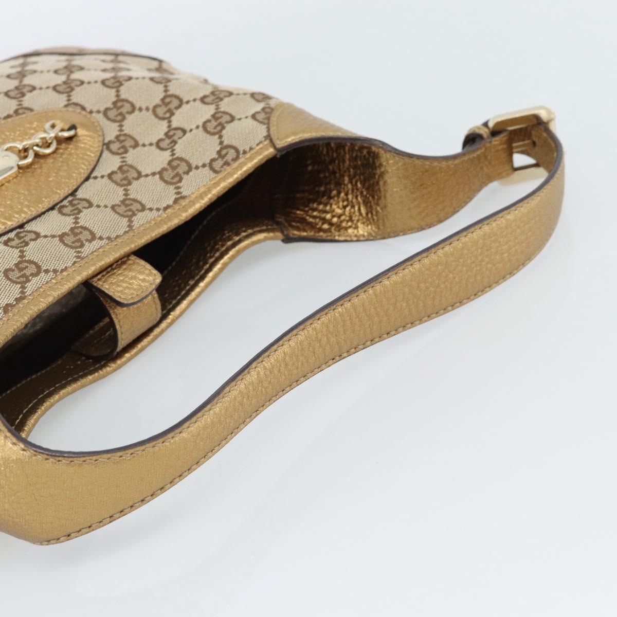 GUCCI GG Canvas Hand Bag Beige Gold 145778 Auth 189094V
