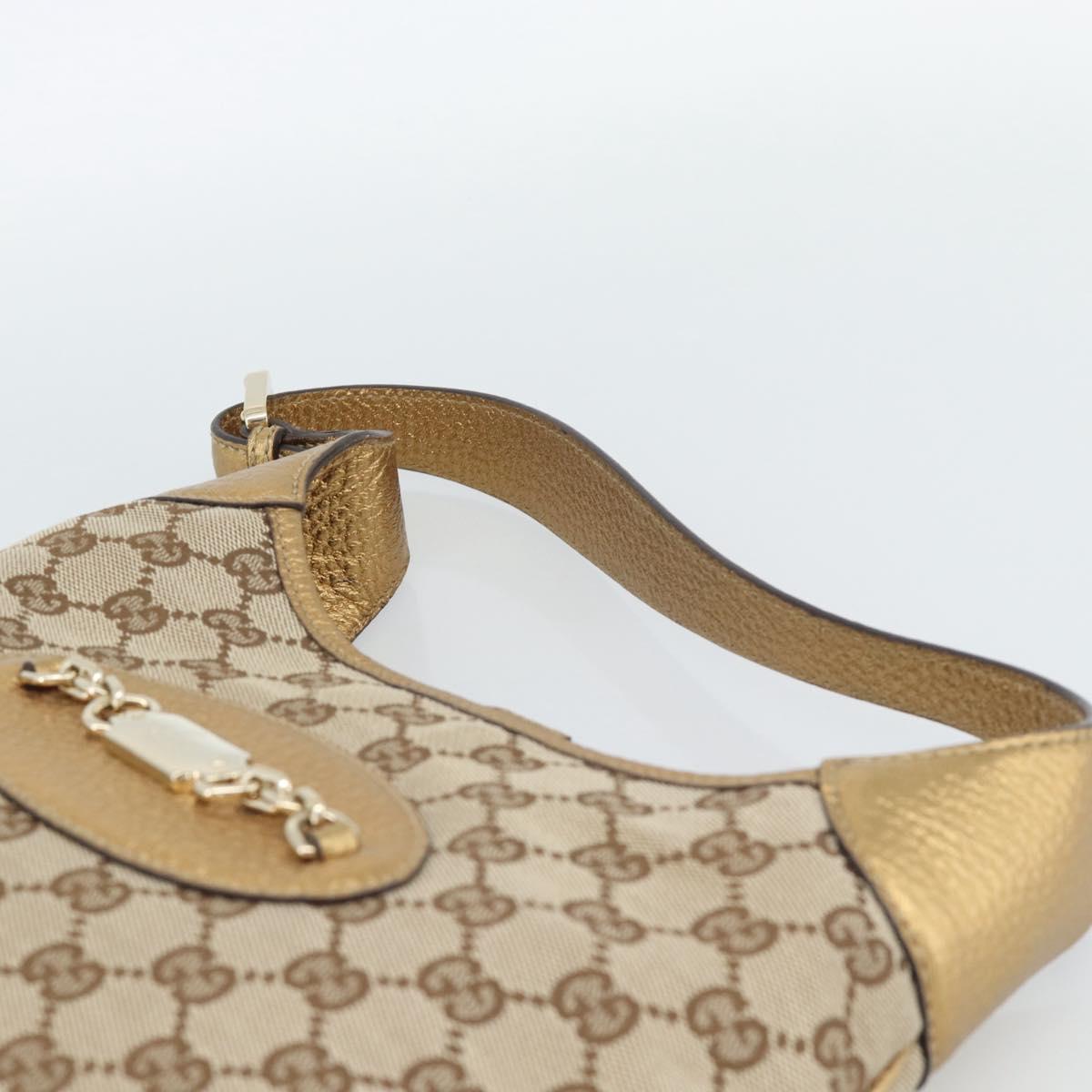 GUCCI GG Canvas Hand Bag Beige Gold 145778 Auth 189094V