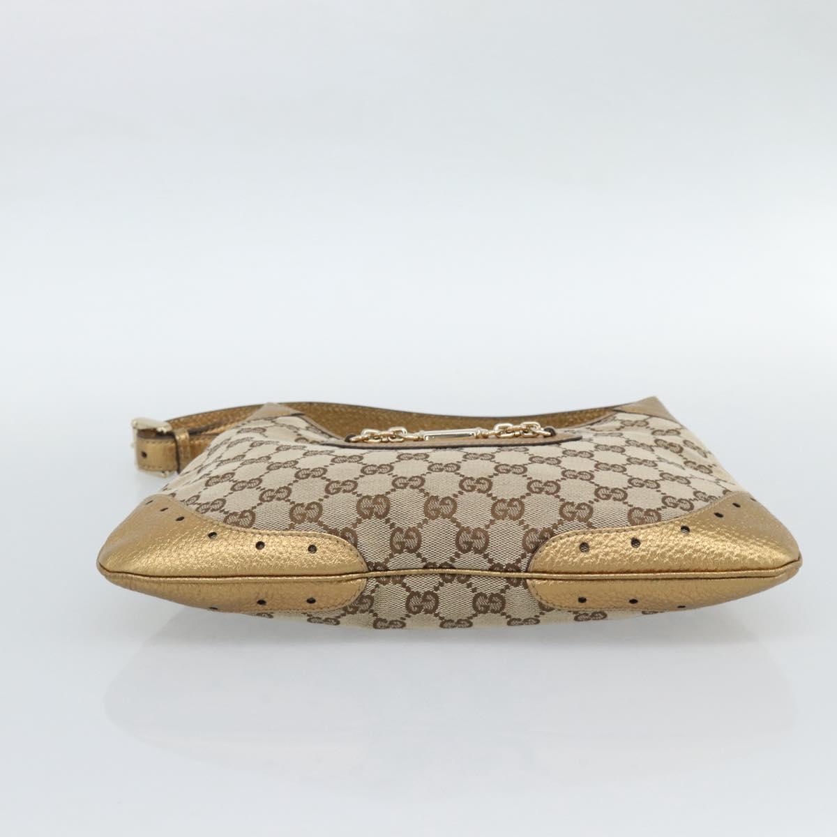 GUCCI GG Canvas Hand Bag Beige Gold 145778 Auth 189094V