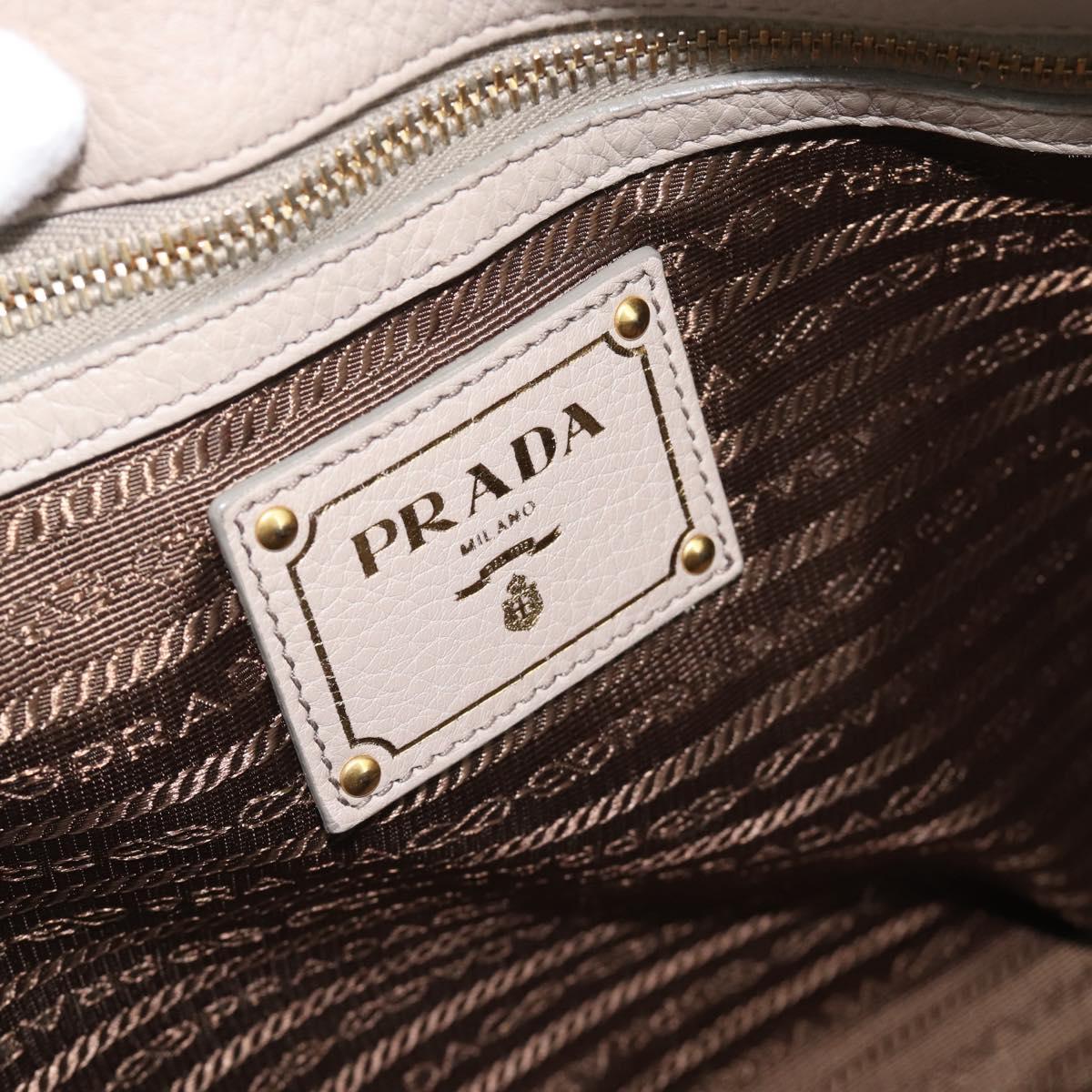 PRADA Hand Bag Vittero Dino Leather Beige Gold Auth 189096A