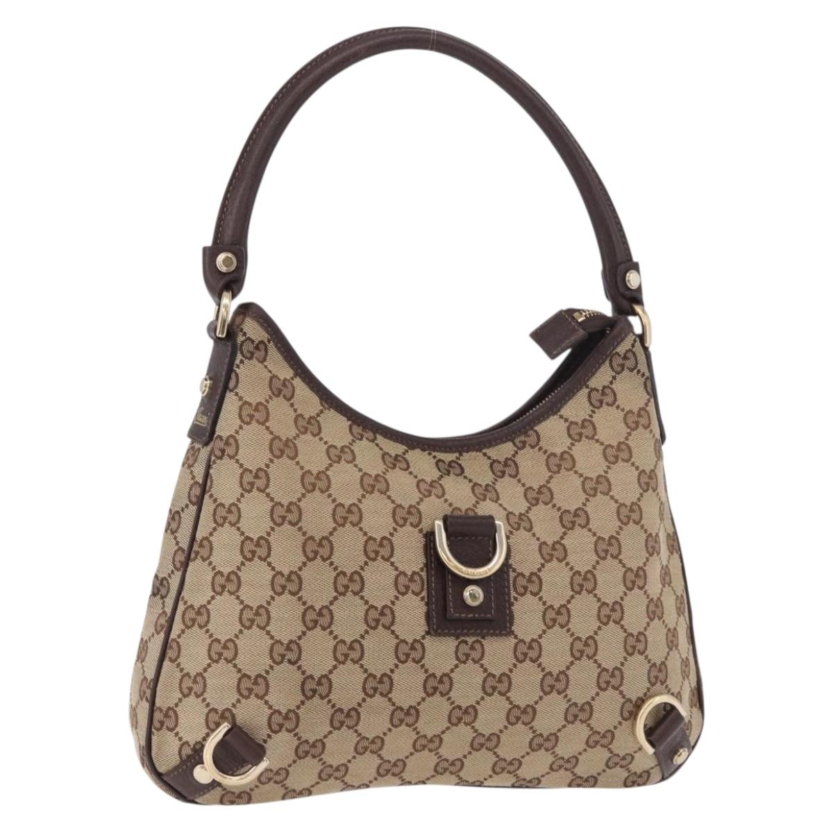 GUCCI Abbey GG Canvas Shoulder Bag Beige Gold 130738 Auth 189099A