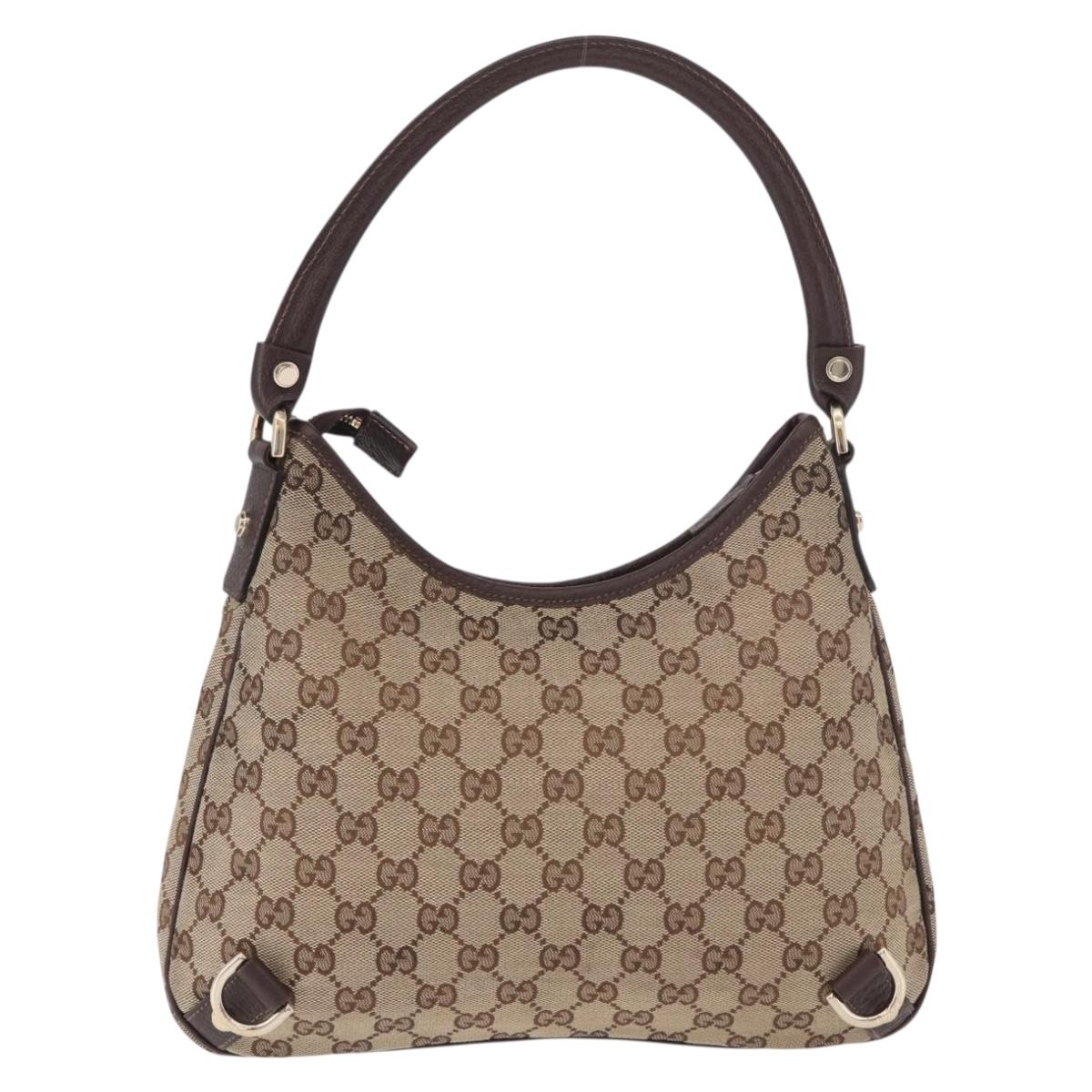 GUCCI Abbey GG Canvas Shoulder Bag Beige Gold 130738 Auth 189099A